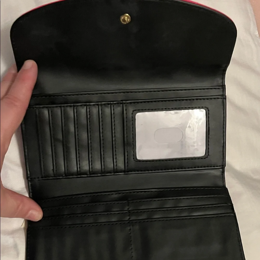 Trina Turk Black Multicolor Confetti Wallet with Hot Pink Flap - Picture 3 of 7